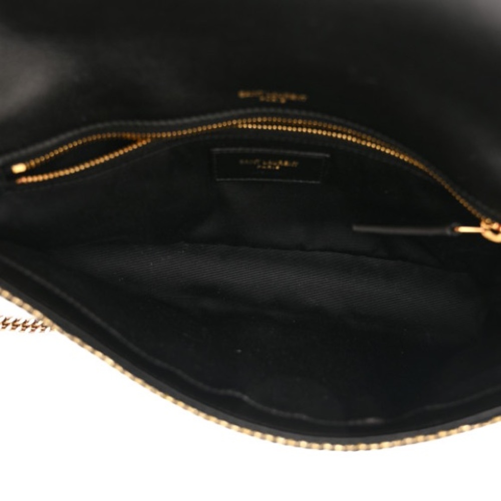 Yves Saint Laurent Suede Contrast Stitching Monogram Kate 99 Black Gold Bag - Picture 4 of 10